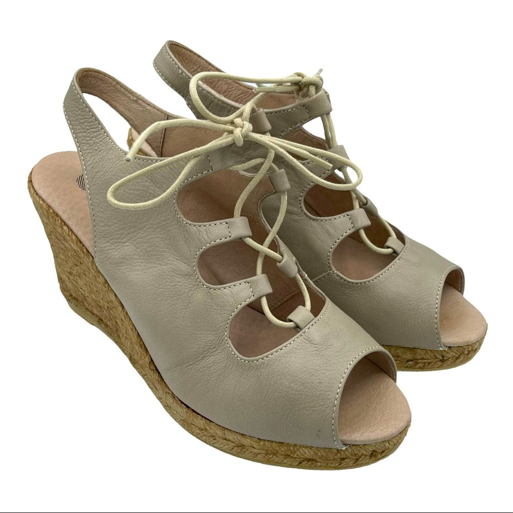 Eric Michael Gossip Wedge Sandal Beige‎ Leather 39